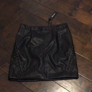 Soft faux leather black mini skirt